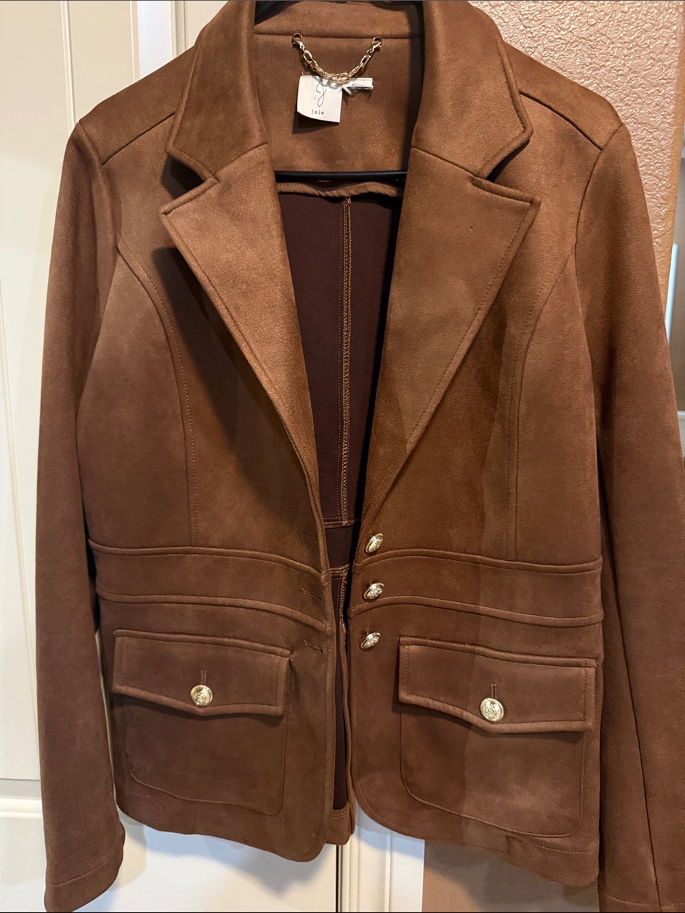 Joie Brown Suede Button-Front Jacket
